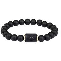 Abrazine Stone Bracelet, with Tibetan Style, 12 Signs of the Zodiac, gold color plated, Unisex & different styles for choice, black, 8mm, Length:7.5 Inch, Sold By PC