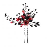 Hair Stick Iron with brass wire & Crystal gun black plated for woman mixed colors nickel lead & cadmium free Sold By PC