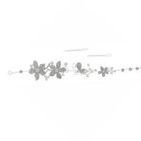 Diadema, aleación de zinc, con Perlas plásticas, chapado en color de plata, para mujer & con diamantes de imitación, plateado, libre de níquel, plomo & cadmio, 280x42mm, Vendido por UD