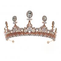 Krone, Zinklegierung, mit Kunststoff Perlen, plattiert, Hochzeitsgeschenk & für Frau & mit Strass, keine, frei von Nickel, Blei & Kadmium, 140x65mm, verkauft von PC
