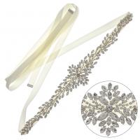 Organza Belt with Rhinestone & Brass silver color plated wedding gift & for woman silver color Sold By PC