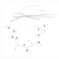 Headband Organza with brass wire & Crystal & Plastic Pearl silver color plated wedding gift & for woman silver color Sold By PC