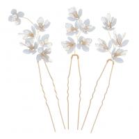 Hair Stick, Iron, with brass wire & Crystal & Acrylic, gold color plated, three pieces & wedding gift & for woman, golden, nickel, lead & cadmium free, 110x30mm, 3PCs/Set, Sold By Set