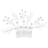 Dekorativní Hair Combs, Železo, s mosazný drát & Plastové Pearl & Akryl, barva stříbrná á, svatební dar & pro ženy, stříbro, nikl, olovo a kadmium zdarma, 135x90mm, Prodáno By PC