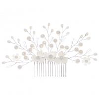 Decorative Hair Combs, Iron, with brass wire & Crystal & Plastic Pearl & Acrylic, silver color plated, wedding gift & for woman, silver color, nickel, lead & cadmium free, 160x90mm, Sold By PC