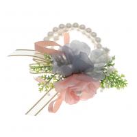 Kunststoff Perlen Handgelenk Blume, mit Stoff, Hochzeitsgeschenk & für Frau, gemischte Farben, verkauft von PC