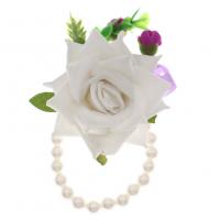 Plastic Pearl Wrist Flower, with Cloth, wedding gift & for woman, more colors for choice, Sold By PC