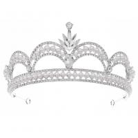 Krone, Zinklegierung, mit Kunststoff Perlen, silberfarben plattiert, für Frau & mit Strass, Silberfarbe, frei von Nickel, Blei & Kadmium, 135x60mm, verkauft von PC