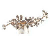 Decorative Hair Combs, Iron, with brass wire & Crystal, plated, wedding gift & for woman & with rhinestone, more colors for choice, nickel, lead & cadmium free, 160x80mm, Sold By PC
