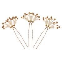 Hair Stick, Iron, with brass wire & Copper Coated Plastic & Acrylic, gold color plated, 3 pieces & for woman, golden, nickel, lead & cadmium free, 90x45mm, 3PCs/Set, Sold By Set