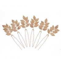 Hair Stick Iron with brass wire Leaf gold color plated 6 pieces & for woman golden nickel lead & cadmium free Sold By Set