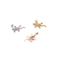 Cubic Zirconia Micro Pave Brass Earring, Gecko, fashion jewelry & micro pave cubic zirconia & for woman, more colors for choice, nickel, lead & cadmium free, 0.8mm,6mm,3mm, Sold By PC