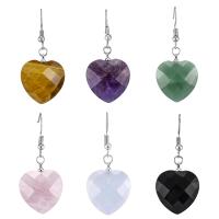 Natural Gemstone Earrings with Zinc Alloy Heart polished fashion jewelry & for woman Sold By Pair