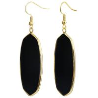 Natural Gemstone Earrings with Zinc Alloy & for woman golden 49*23mm 60mm Sold By Pair