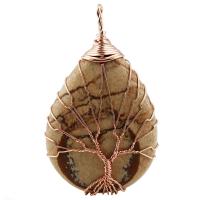 Gemstone Pendants Jewelry, with Brass, Teardrop, fashion jewelry & different materials for choice & Unisex, 52x31x9mm, Sold By PC