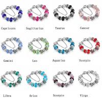 European Bracelet Brass with Crystal 12 Signs of the Zodiac silver color plated fashion jewelry nickel lead & cadmium free Sold By PC