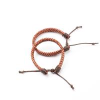 Bracelets cordon PU, cuir PU, avec corde de cire, fait à la main, Réglable & bijoux de mode, brun, 10mm, Longueur:20 cm, Vendu par PC