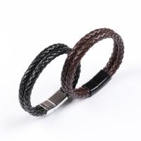 PU Leather Cord Bracelets, with 316 Stainless Steel, plated, Double Layer & fashion jewelry & Unisex, more colors for choice, 12mm, Length:20 cm, Sold By PC
