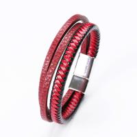 cuir PU bracelet, avec Acier inoxydable 316, Placage, bijoux de mode & multicouche & pour homme, plus de couleurs à choisir, 12mm, Longueur:20 cm, Vendu par PC