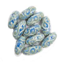 Kunstdruck Porzellan Perlen, Unregelmäßige, DIY, gemischte Farben, 36x17mm, Bohrung:ca. 2.8mm, verkauft von Tasche
