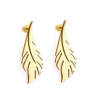 Stainless Steel Stud Earrings 304 Stainless Steel Leaf gold color plated fashion jewelry & for woman golden Sold By Pair
