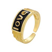 Brass Finger Ring, gold color plated, Adjustable & for woman & enamel, more colors for choice, 20mm, Sold By PC