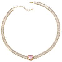 Cubic Zircon Micro Pave Brass Necklace, plated, micro pave cubic zirconia & for woman & with rhinestone, more colors for choice, Length:Approx 17.7 Inch, Sold By PC