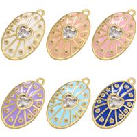 Cubic Zirconia Micro Pave Brass Pendant, plated, micro pave cubic zirconia & enamel, more colors for choice, 27x15.50mm, Sold By PC