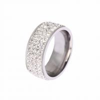 Titanium Steel Finger Ring, plated, Unisex & different size for choice & with rhinestone, Sold By PC