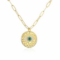 Cubic Zircon Micro Pave Brass Necklace Flat Round plated & micro pave cubic zirconia & for woman & enamel Length Approx 17.7 Inch Sold By PC