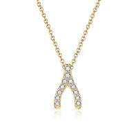 925 Sterling Silver Necklaces, with 1.96 inch extender chain, plated, for woman & with rhinestone, more colors for choice, 6.80x11.50mm, Length:Approx 14.17 Inch, Sold By PC