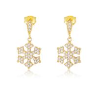 925 Sterling Silver Drop Earring, Snowflake, plated, micro pave cubic zirconia & for woman, more colors for choice, 19.90mm, Sold By Pair