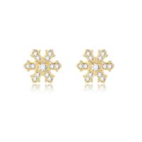 925 Sterling Silver Stud Earring, Snowflake, plated, micro pave cubic zirconia & for woman, more colors for choice, 7.48x7.48mm, Sold By Pair
