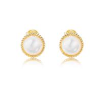 925 Sterling Silver Stud Earring, with Shell, plated, for woman, more colors for choice, 10x10mm, Sold By Pair
