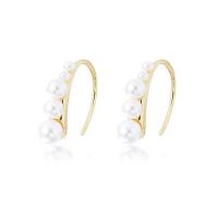 925 Sterling Silver Stud Earring, with Shell Pearl, plated, for woman, more colors for choice, 2.35mm, Sold By Pair