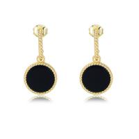 925 Sterling Silver Drop Earring with Black Agate plated for woman 20.40mm Sold By Pair