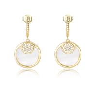 925 Sterling Silver Drop Earring, with Shell, plated, micro pave cubic zirconia & for woman, more colors for choice, 23.30mm, Sold By Pair