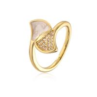 Cúbicos Circonia Micro Pave anillo de latón, metal, 18K chapado en oro, Ajustable & micro arcilla de zirconia cúbica & para mujer & esmalte, 18mm, Vendido por UD