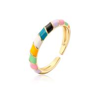 Brass Finger Ring, 18K gold plated, Adjustable & for woman & enamel, more colors for choice, 18mm, Sold By PC