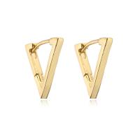 Brass Huggie Hoop Earring Triangle 18K gold plated micro pave cubic zirconia & for woman Sold By Pair