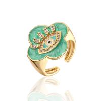 Brass Cuff Finger Ring, Flower, 18K gold plated, Adjustable & for woman & enamel, more colors for choice, 18mm, Sold By PC