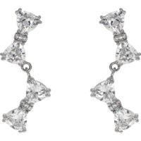 Rhinestone Earring Brass Bowknot silver color plated fashion jewelry & for woman & with rhinestone nickel lead & cadmium free Sold By Pair