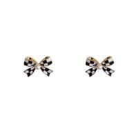Brass Stud Earring with Plastic Pearl Bowknot gold color plated fashion jewelry & for woman nickel lead & cadmium free 13mm Sold By Pair