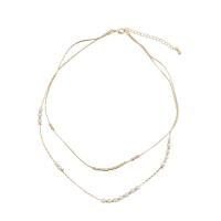 Plastik perle halskæde, Zinc Alloy, med Plastic Pearl, med 1.97inch extender kæde, Dobbelt lag & mode smykker & for kvinde, nikkel, bly & cadmium fri, Længde Ca. 21.65 inch, Solgt af PC