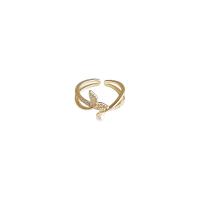 Латунь Манжеты палец кольцо, с Пластиковая жемчужина, плакирован золотом, ювелирные изделия моды & Женский, не содержит никель, свинец, 21x21mm, продается PC