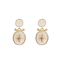 Brass Stud Earring with Shell gold color plated fashion jewelry & for woman nickel lead & cadmium free Sold By Pair