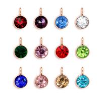 Crystal Pendants, 304 Stainless Steel, with Crystal, Vacuum Ion Plating, DIY, more colors for choice, 9x6mm, Sold By PC