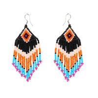 Fashion Fringe Earrings, Tibetan Style, with Seedbead, platinum color plated, fashion jewelry & for woman, more colors for choice, nickel, lead & cadmium free, 82x32mm, Sold By Pair