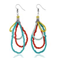Resin Earring Zinc Alloy with Seedbead & Resin platinum color plated fashion jewelry & for woman multi-colored nickel lead & cadmium free Sold By Pair