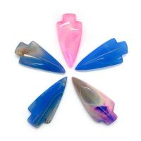 Agate Jewelry Pendants, arrowhead, Natural & random style & DIY, mixed colors, 22x48mm, Sold By PC